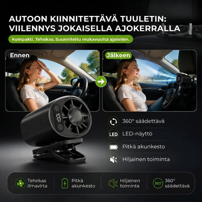 Ladattava autotuulettin klipsillä