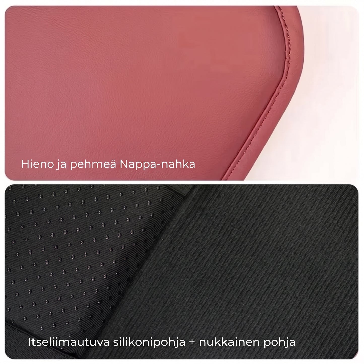 Auton keskikonsolin käsinojan suojus sivutaskuilla