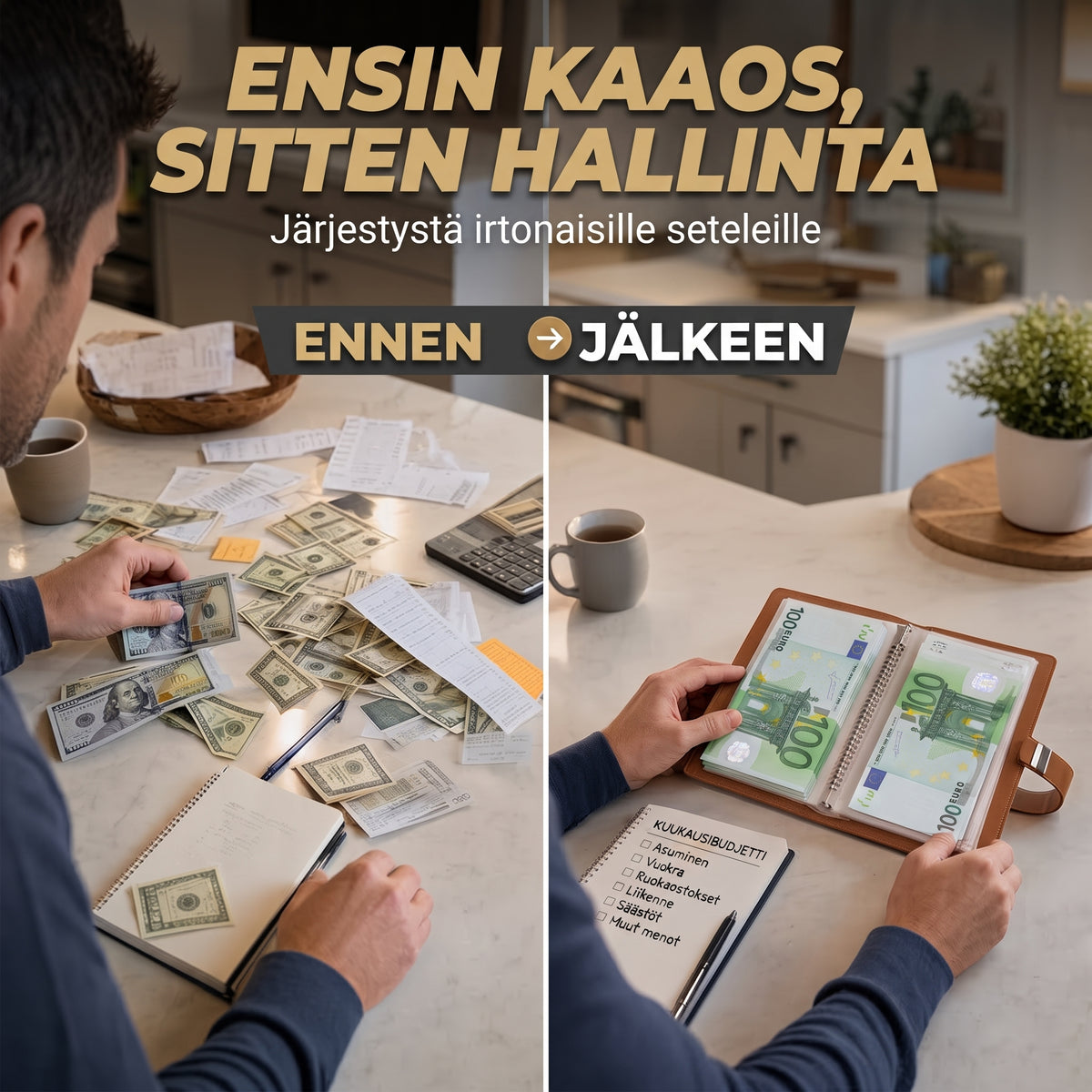 Säästökansio numerolukolla käteistä varten