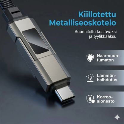 4-in-1 digitaalisella näytöllä varustettu avaimenperä-latauskaapeli
