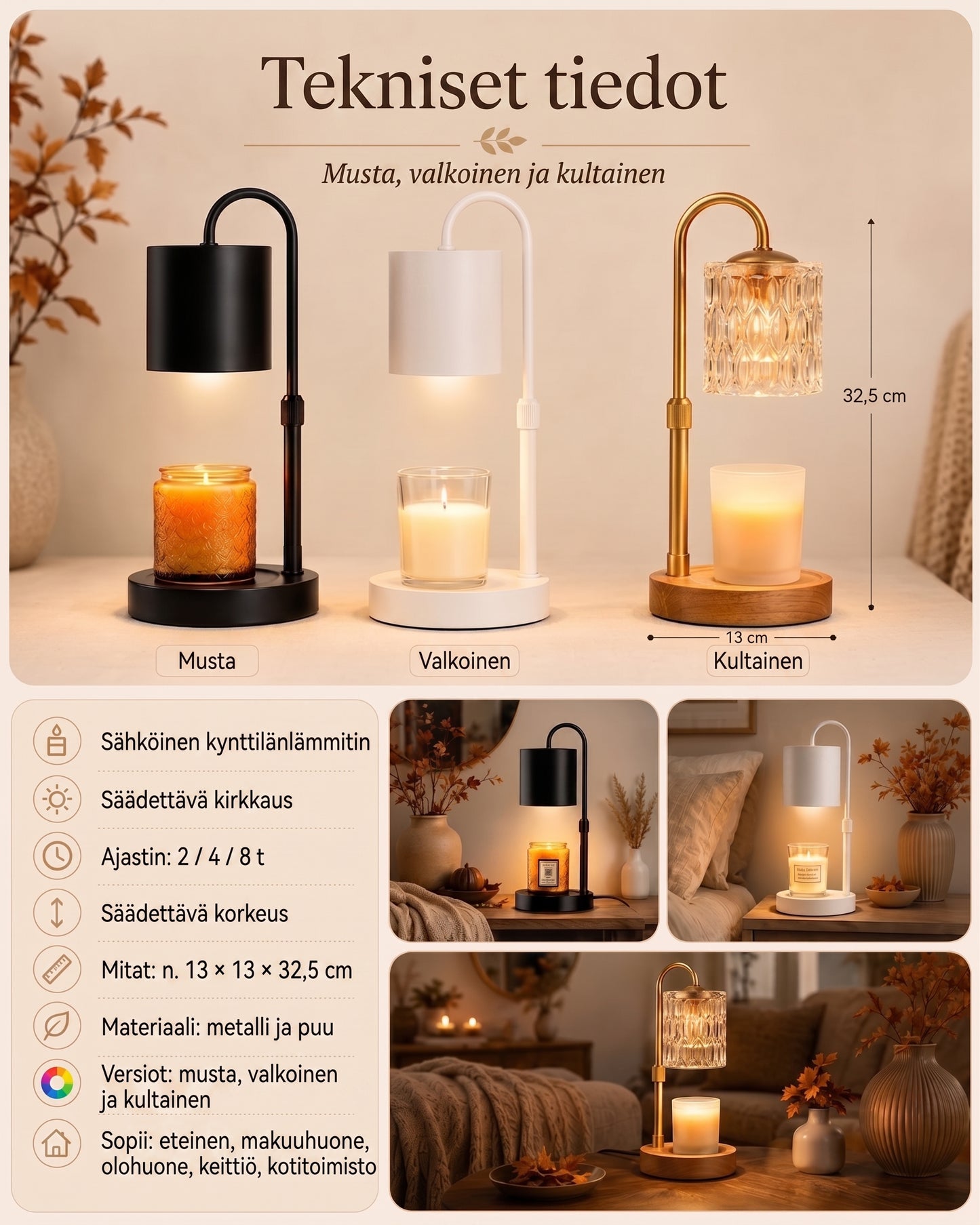 Kynttilänlämmitinlamppu ilman avotulta