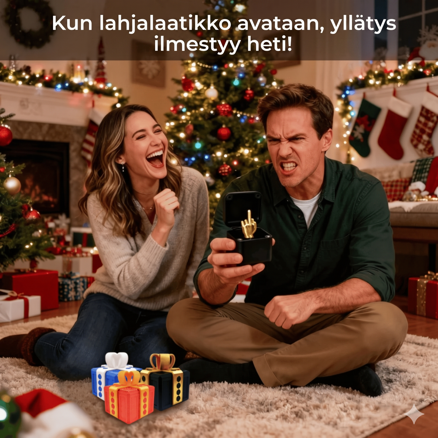 Pila-lahjalaatikko – yllätys piilotetulla keskisormella