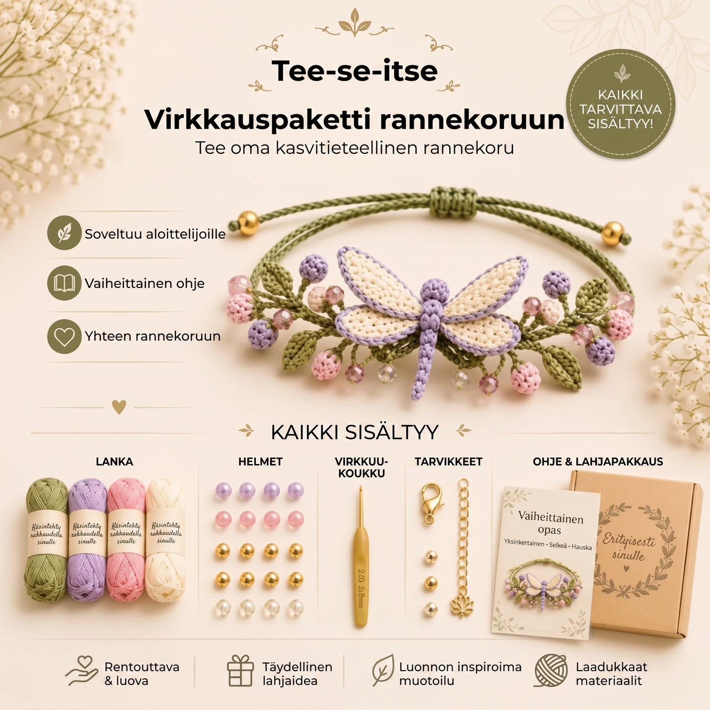 DIY-virkkaussetti rannekorujen tekemiseen