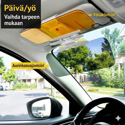 Klipsillä kiinnitettävä häikäisysuoja autoon