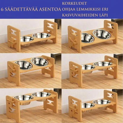 Säädettävä korotettu ruokakuppi lemmikeille