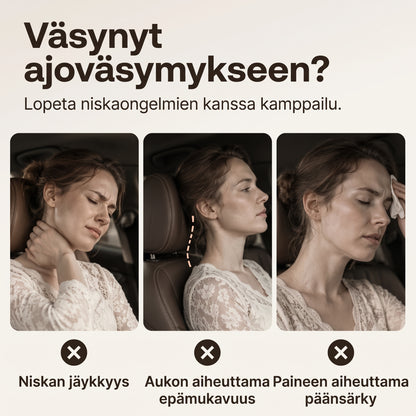 Universaali memory foam -niskatyyny autoon