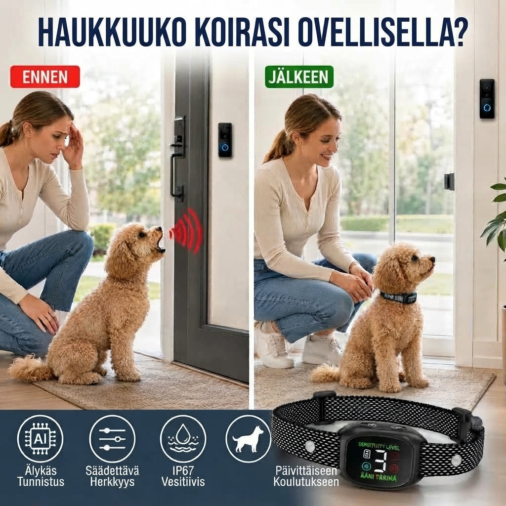 Älykäs haukunestopanta koirille
