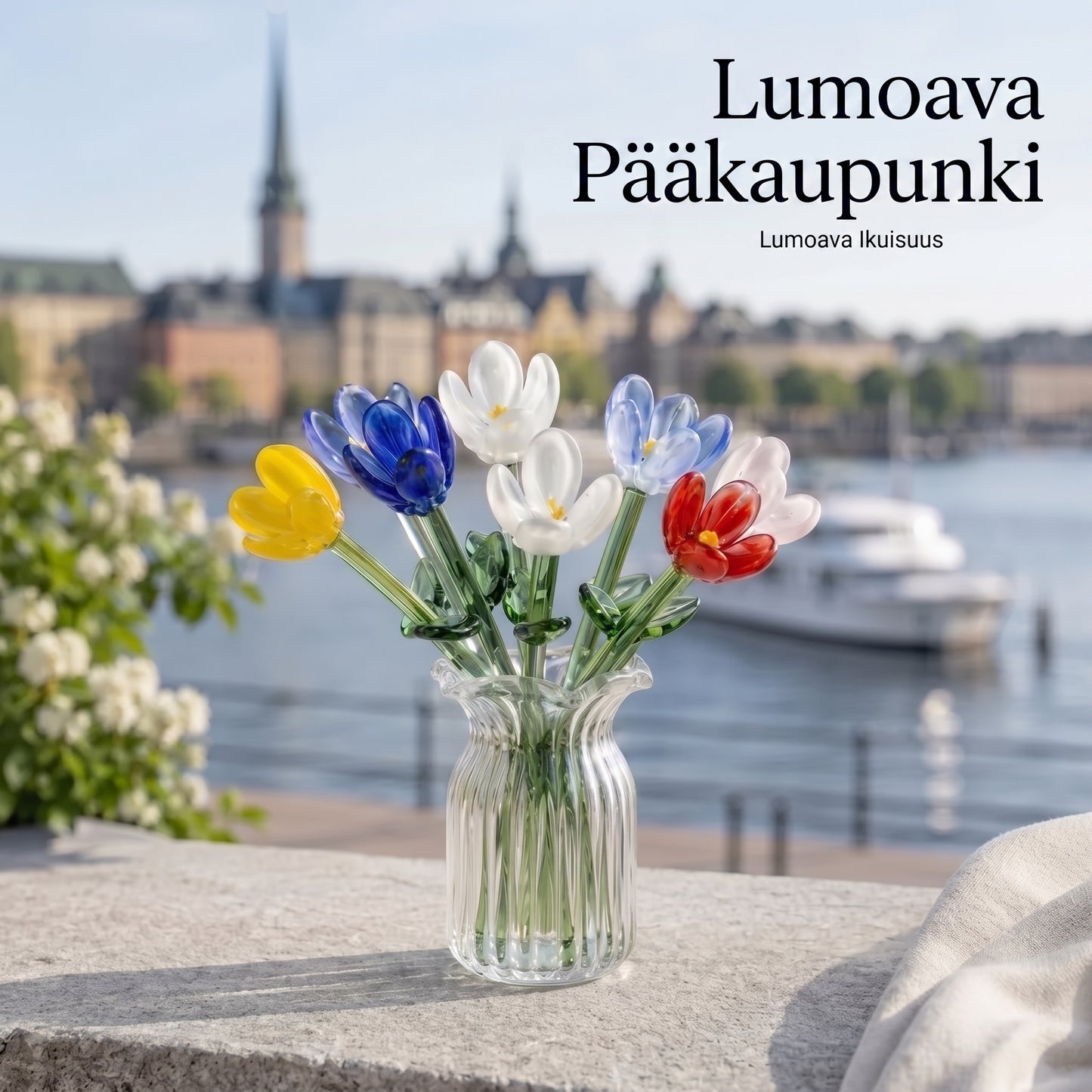 Ljuva Evighet käsintehdyt lasiset minivaasit kukilla