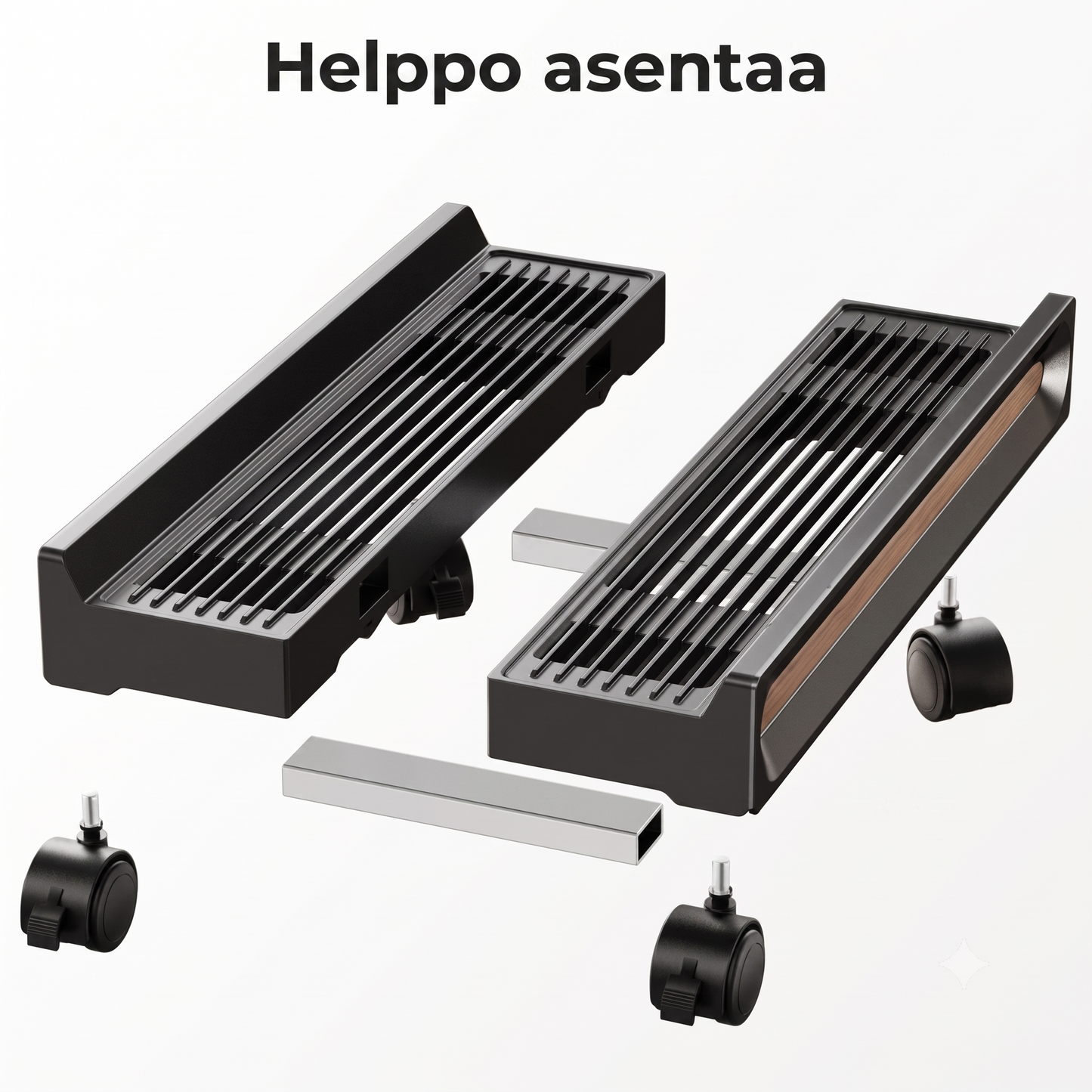 Säädettävä tietokoneteline pyörillä