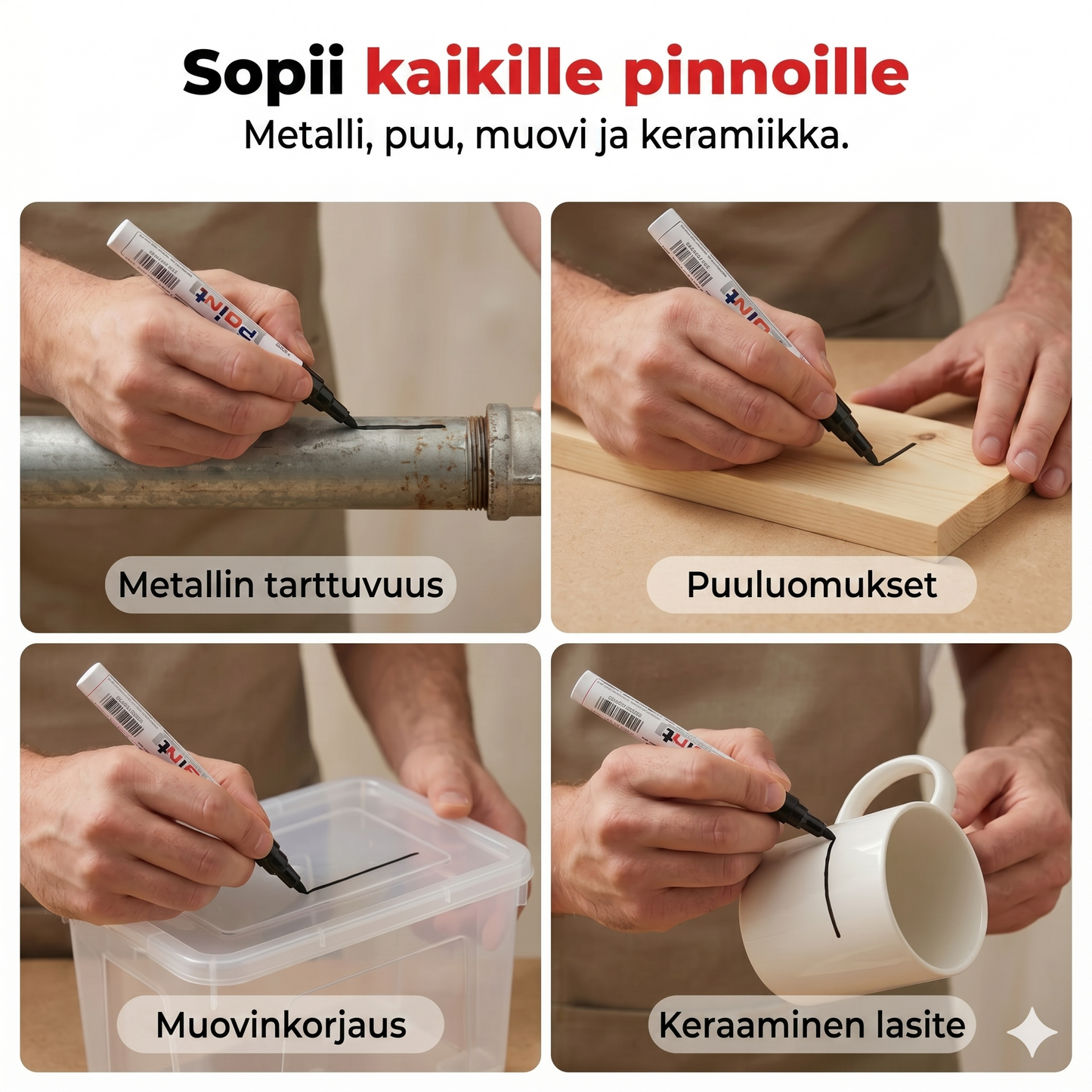 Vedenpitävä öljypohjainen maalitussi keramiikalle