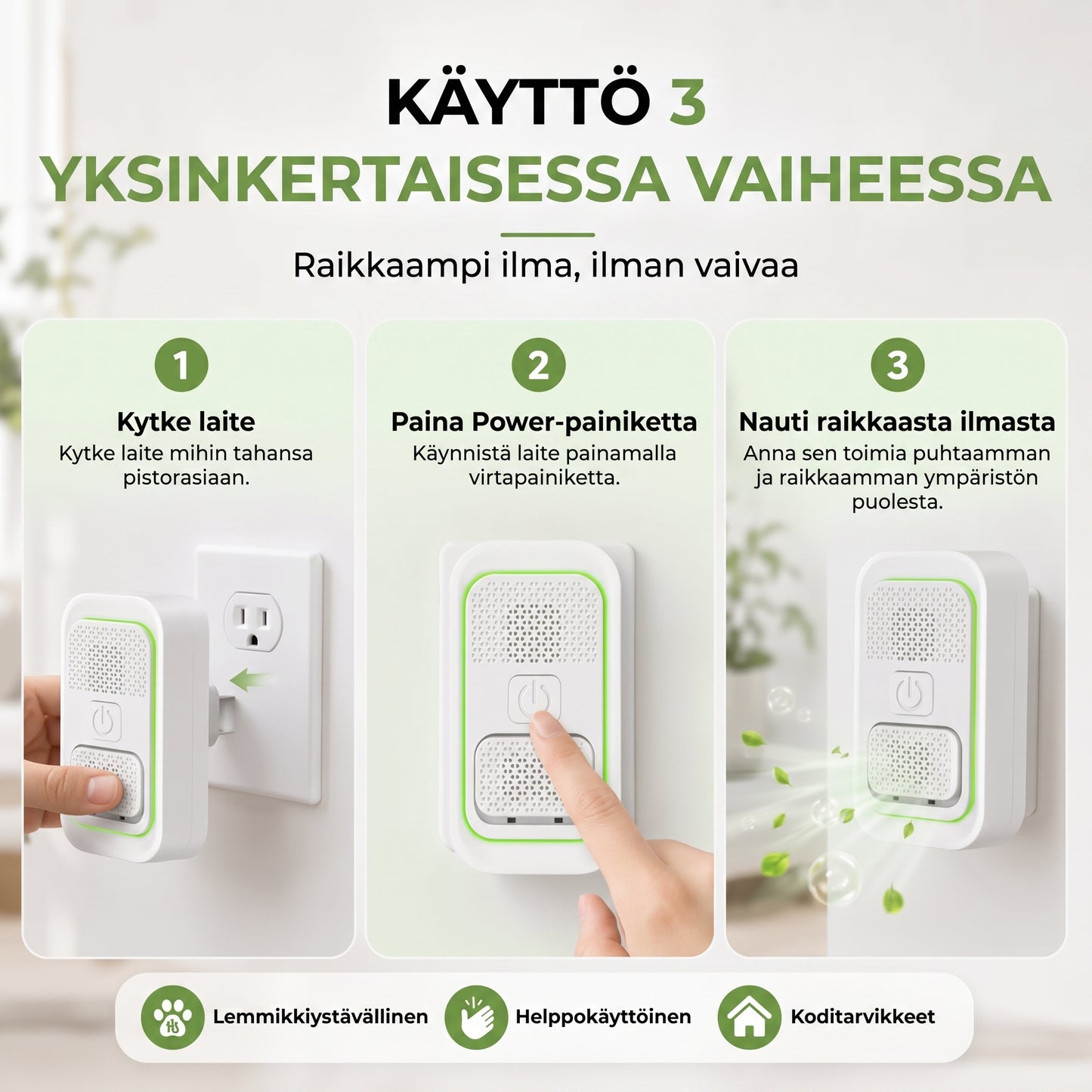 Ionisoiva ilmanpuhdistin lemmikkien hajujen vähentämiseen