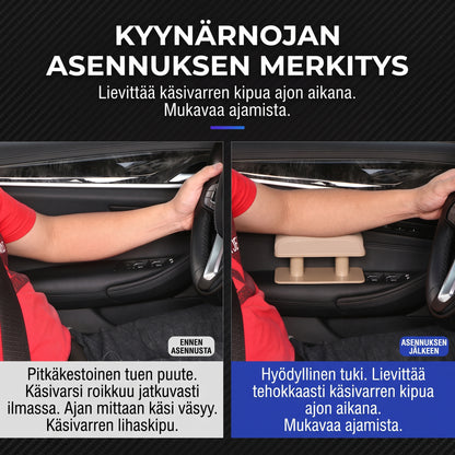 Säädettävä käsinojatyyny auton oveen
