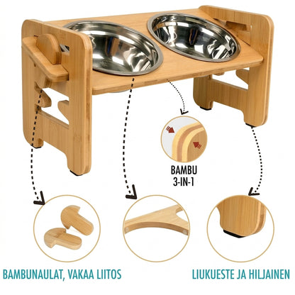 Säädettävä korotettu ruokakuppi lemmikeille