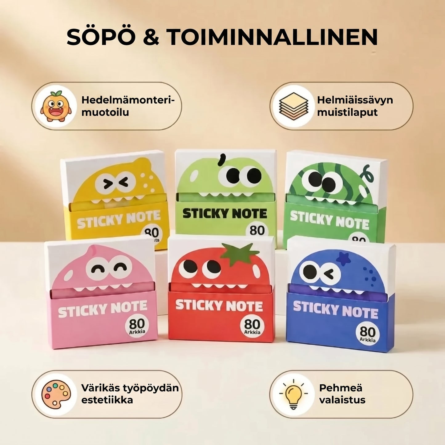 Fruitmonster pop-up muistilaput 80 arkkia