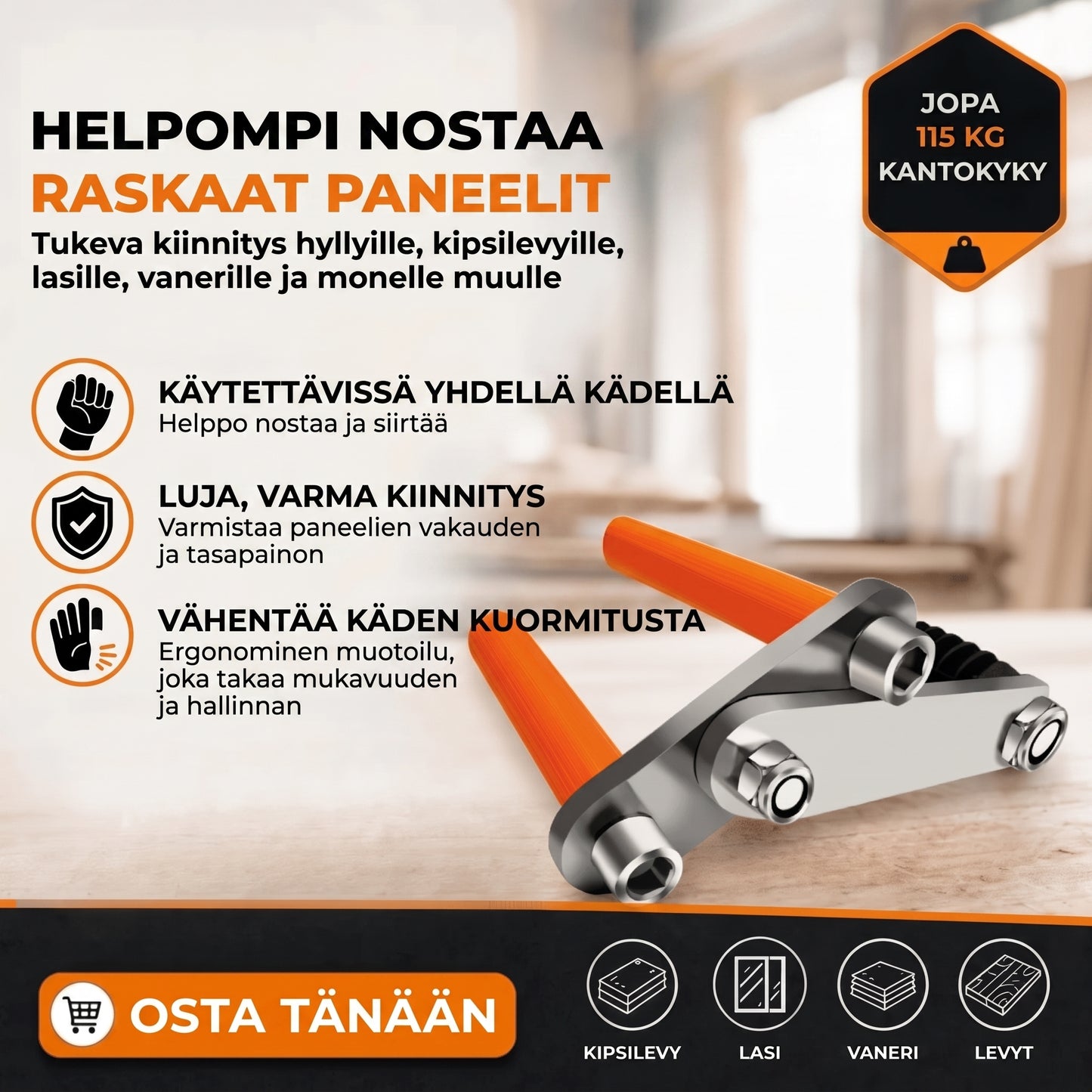 Ergonomiset levynkantimet 2 kpl