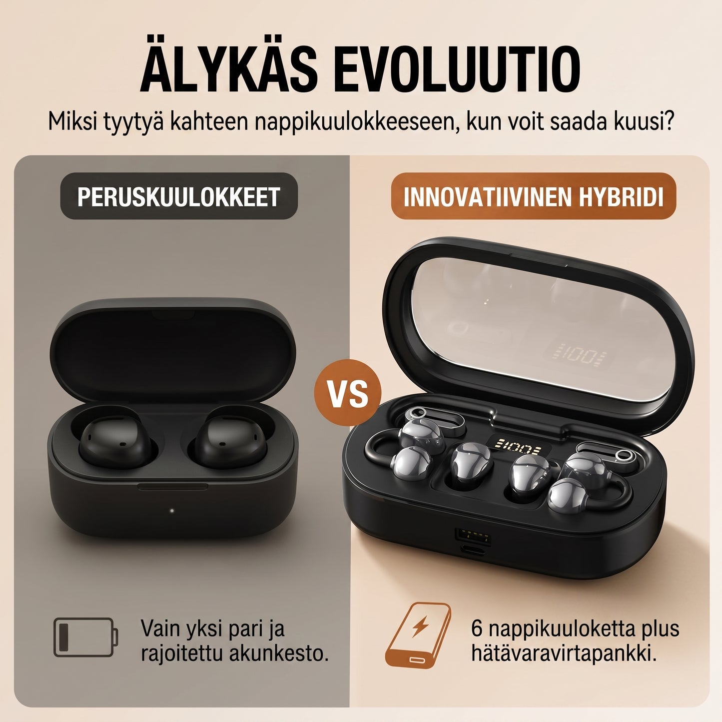 Kevyet Bluetooth-kuulokkeet korvaklipsillä urheiluun