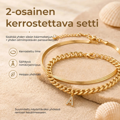 Kultaiset nilkkakorut nimikirjaimella 2 kpl