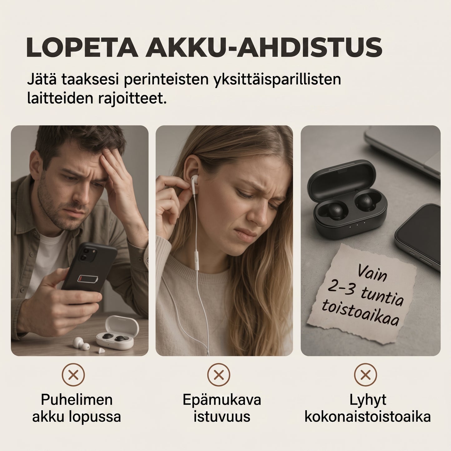 Kevyet Bluetooth-kuulokkeet korvaklipsillä urheiluun