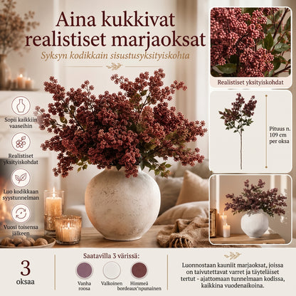 Everbloom aidonnäköiset marjaoksat syyskoristeeksi 3 kpl