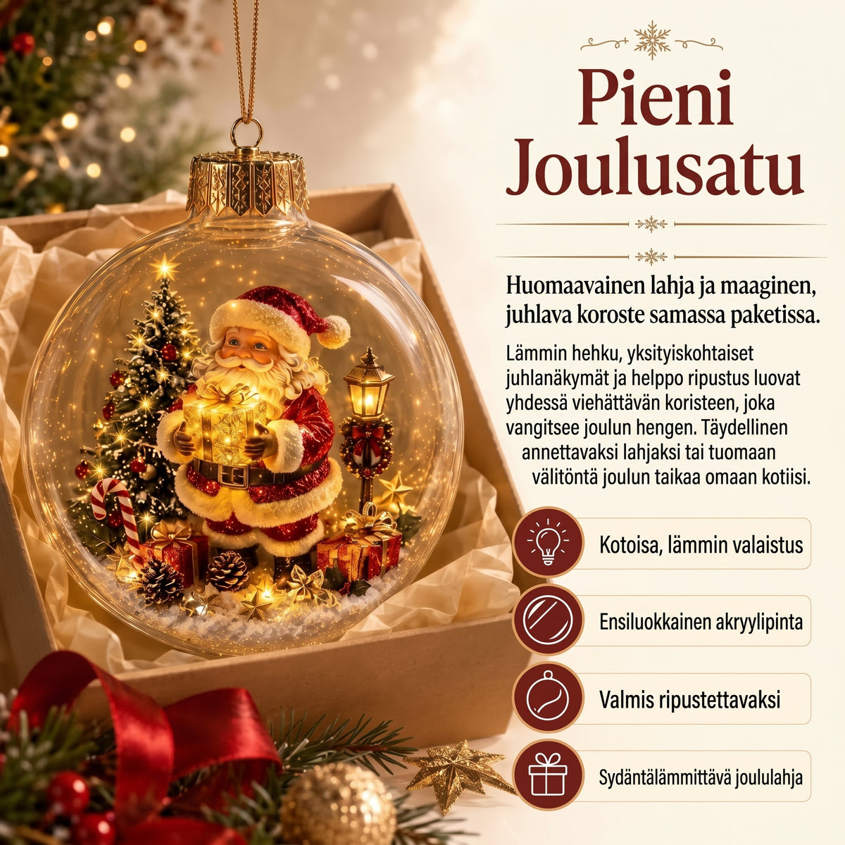 VinterMagi valaistu pienoiskoossa oleva joulukoriste