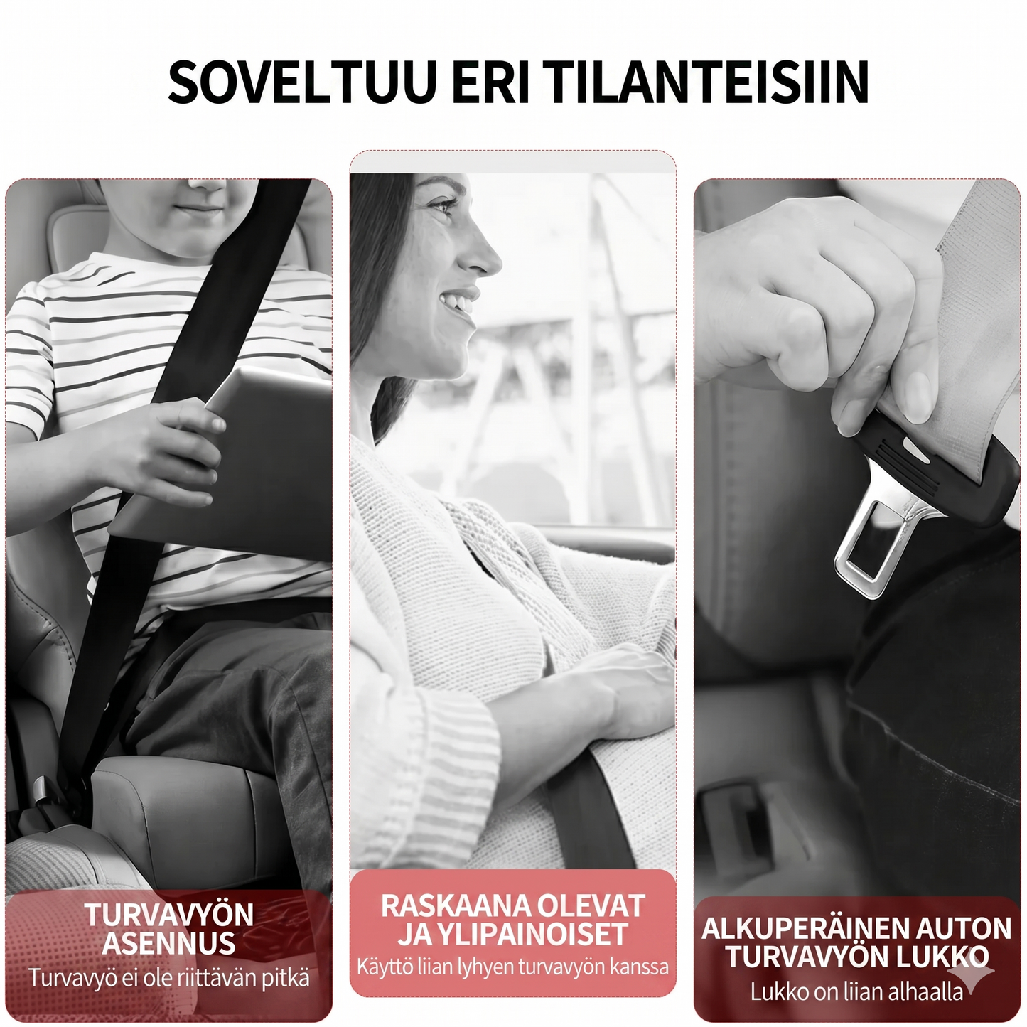 Universaali auton turvavyön jatke
