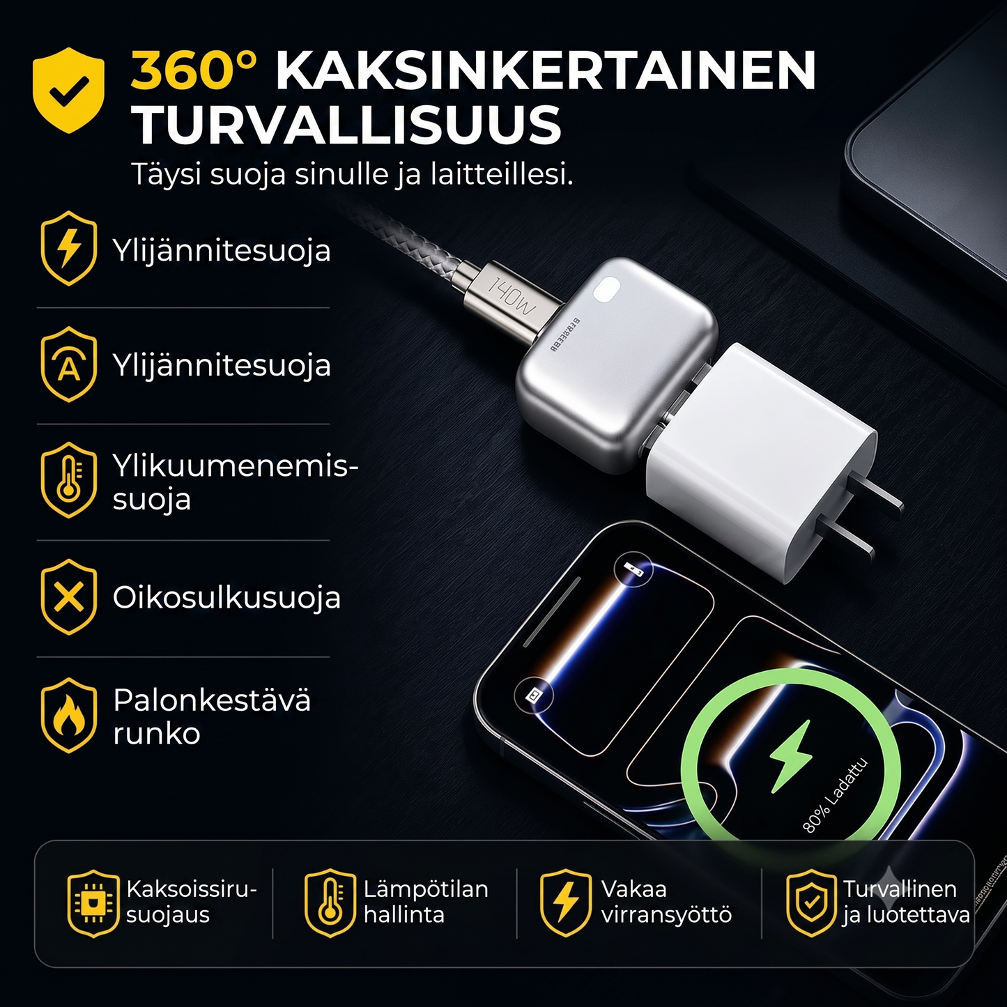 Latauspaneeli automaattisella sammutuksella ja ylilataussuojalla