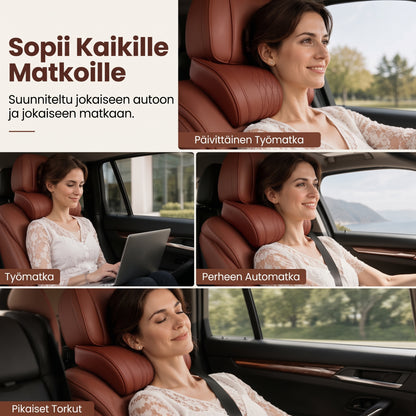 Universaali memory foam -niskatyyny autoon