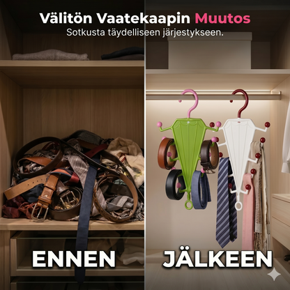 Monitoiminen V-muotoinen kaksipuolinen säilytysteline henkareilla