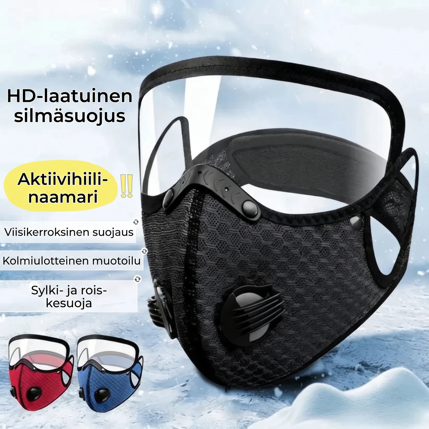 Kasvonaamio aktiivihiilisuodattimella