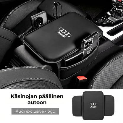 Auton keskikonsolin käsinojan suojus sivutaskuilla