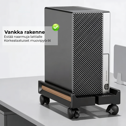 Säädettävä tietokoneteline pyörillä