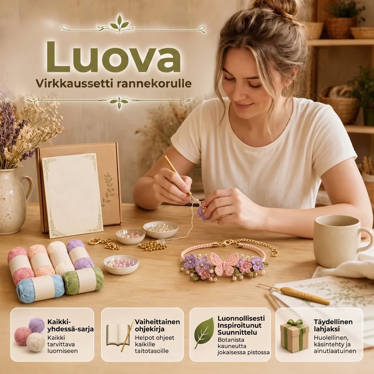 DIY-virkkaussetti rannekorujen tekemiseen