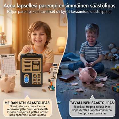 Automaattinen ATM-säästöpankki lapsille salasanalla