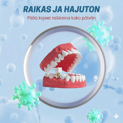 Puhdistustabletit hammasraudoille hajua ja tahroja vastaan (10 kpl per setti)