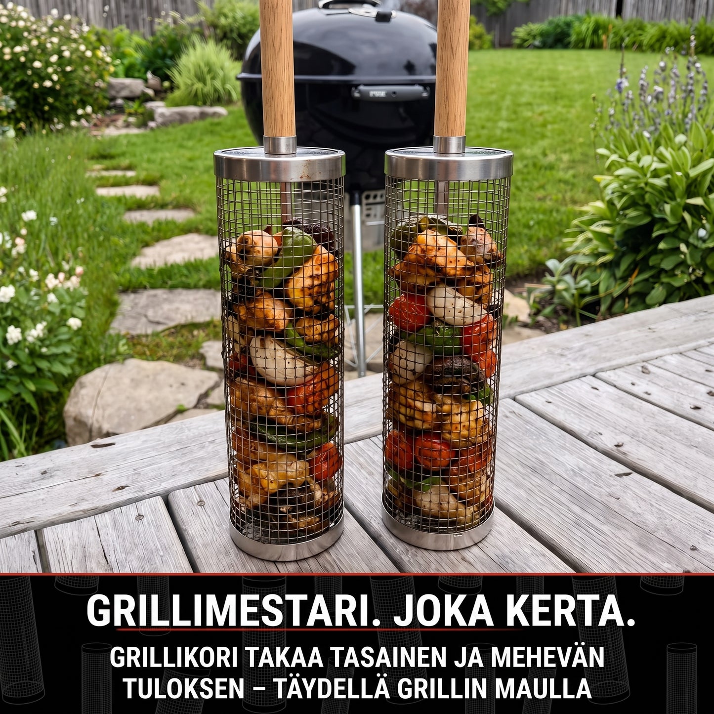 Ruostumaton teräksinen rillikori grillaukseen