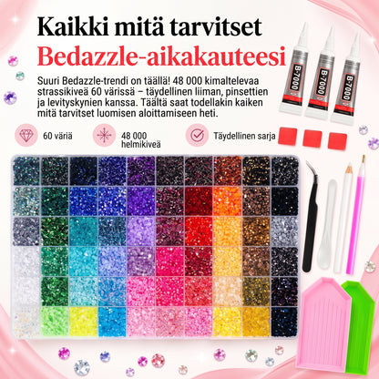 Bedazzle-strassikivisetti 48 000 kpl 60 värissä