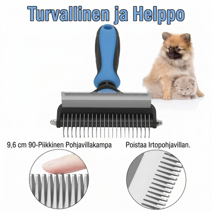Kaksipuolinen lemmikkien karvanpoistoharja