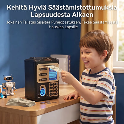 Automaattinen ATM-säästöpankki lapsille salasanalla
