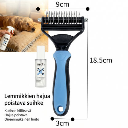 Kaksipuolinen lemmikkien karvanpoistoharja