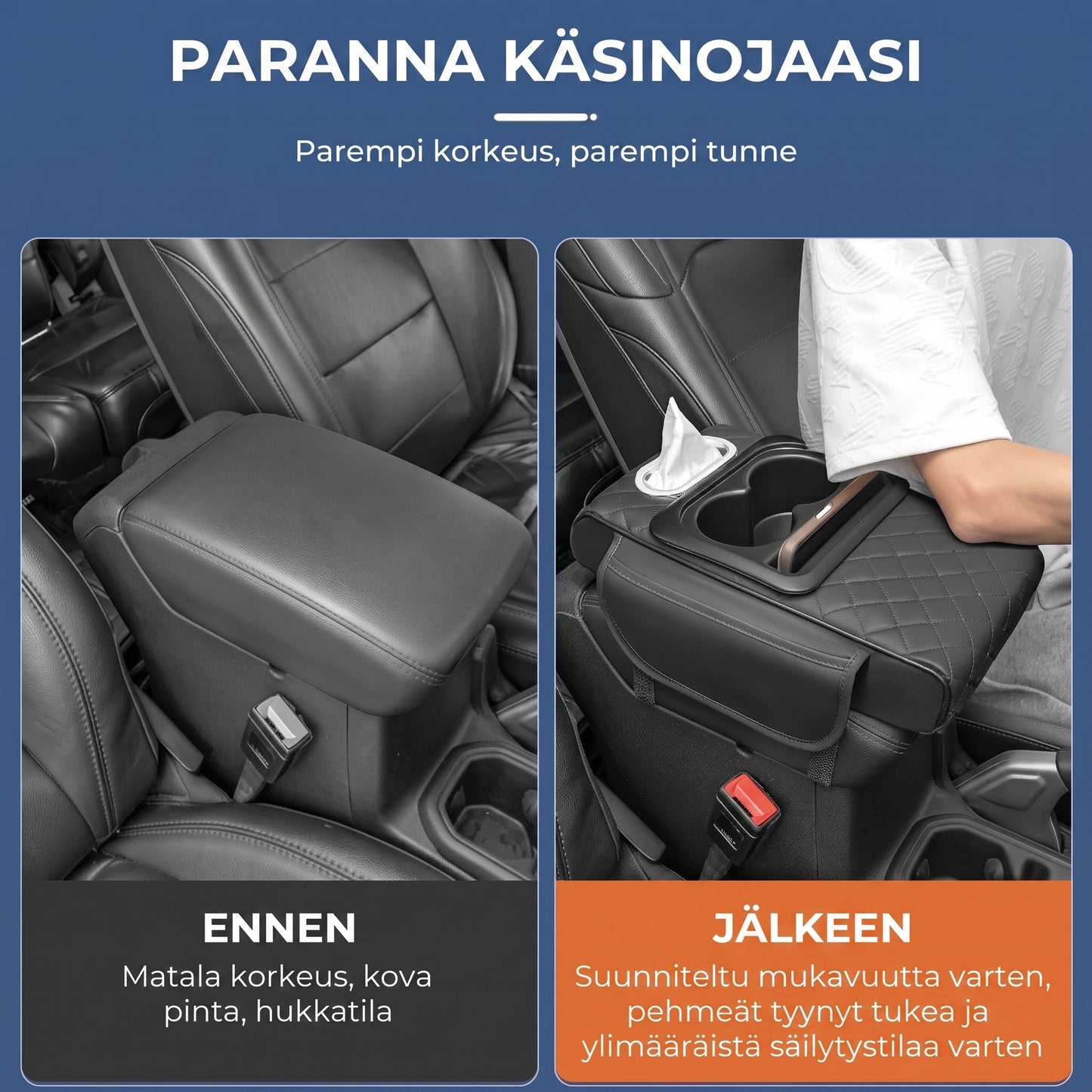 5-in-1 järjestelijä auton keskikonsoliin