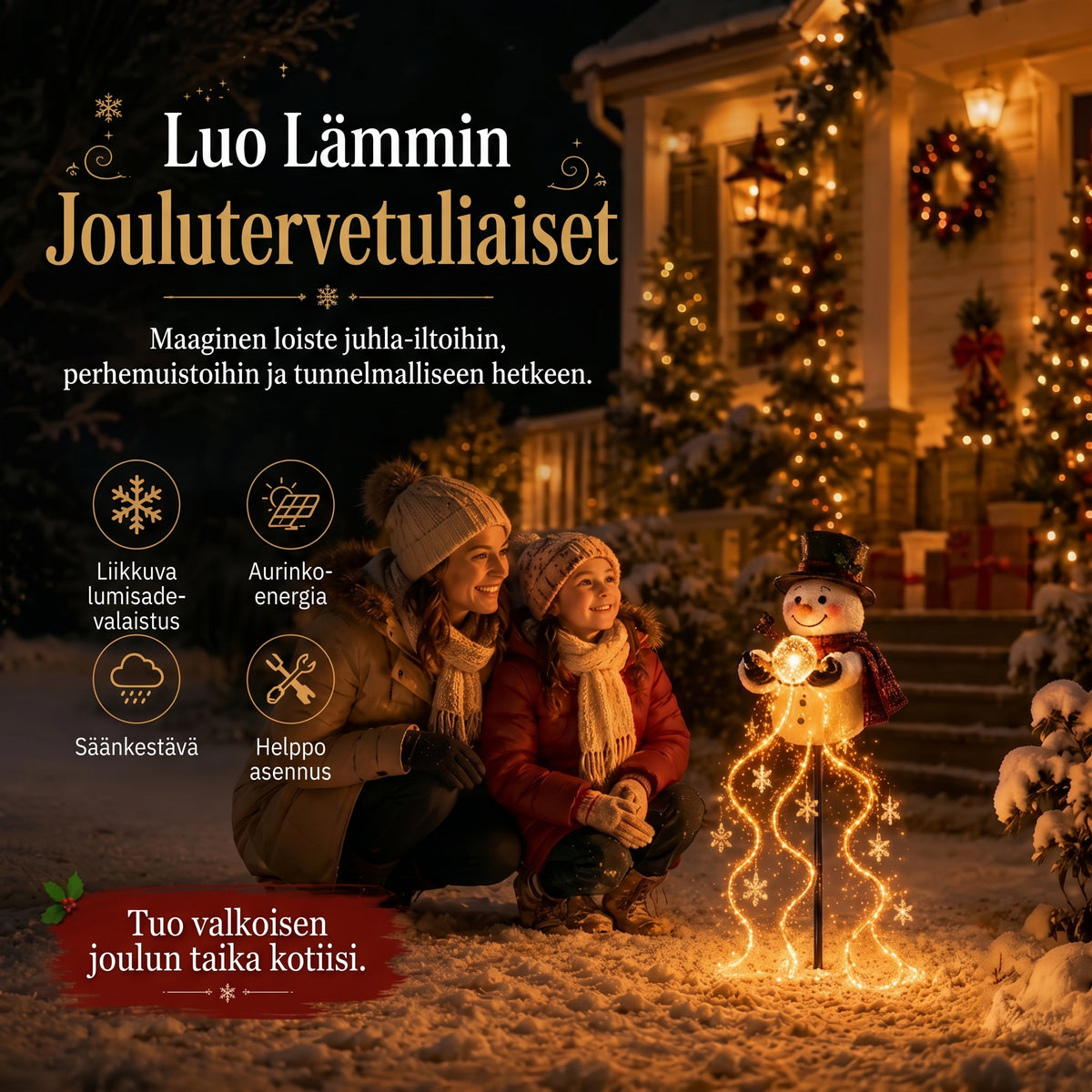 Snowman Magic Fountain LED-puutarhavalaisin