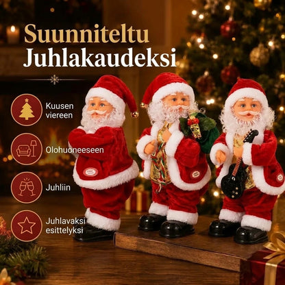 Tanssiva joulupukki musiikilla