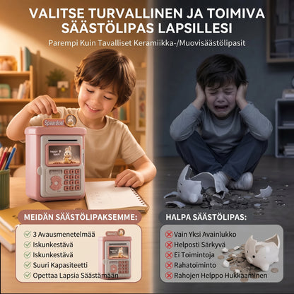 Automaattinen ATM-säästöpankki lapsille salasanalla