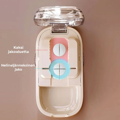 Säädettävä tabletinjakaja säilytyslokerolla