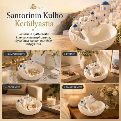 Sininen kreikkalaistyylinen koriste-alusta koruille ja avaimille