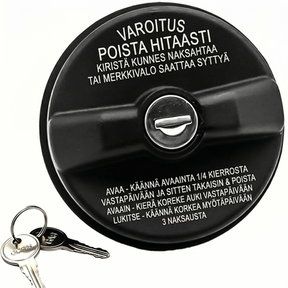 Lukittava polttoainekorkki avaimella