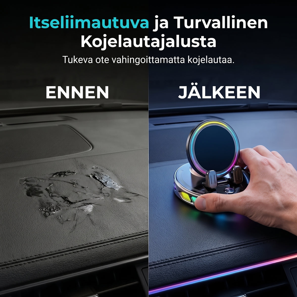 Autopuhelinteline langattomalla latauksella, 360 asteen pyörityksellä ja RGB-valaistuksella