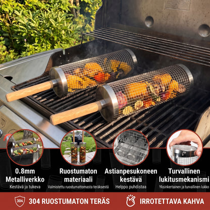 Ruostumaton teräksinen rillikori grillaukseen