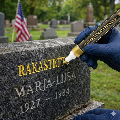 Kultainen hautakiven merkintätussi entisöintiin