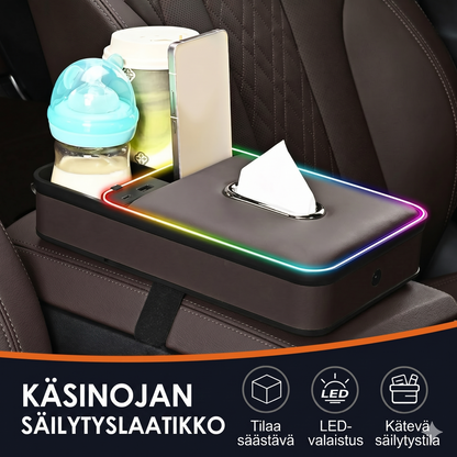 Kyynärnojan säilytyslaatikko LED-tunnelmavalaistuksella